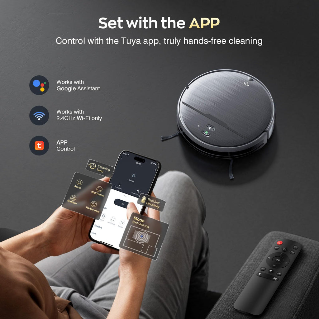 2-in-1 Robot Vacuum Mop WiFi App Self-Charging Quiet